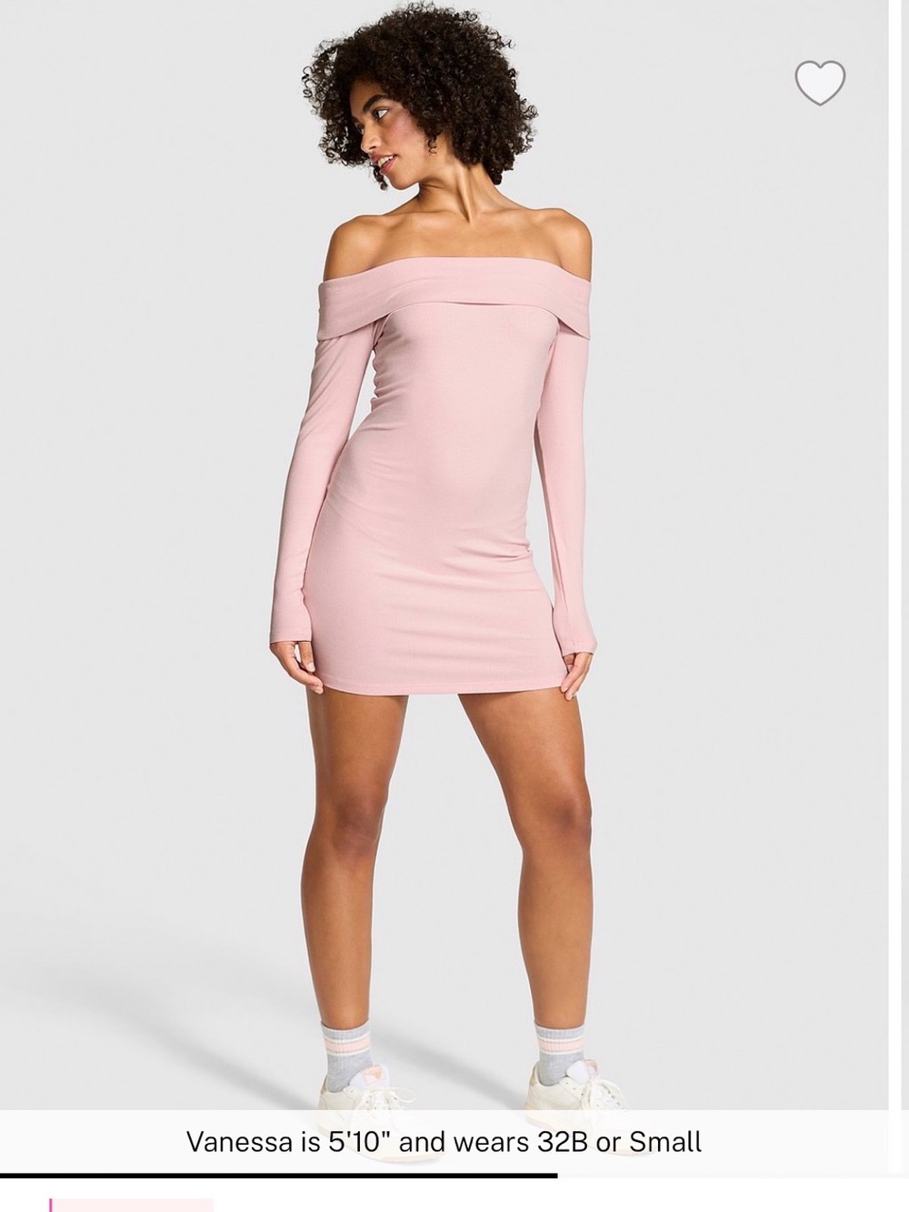 PINK Victoria's Secret Blush Off-Shoulder Long Sleeve Mini Dress
